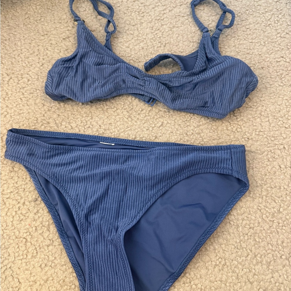 Aerie Blue Ribbed Bikini Set